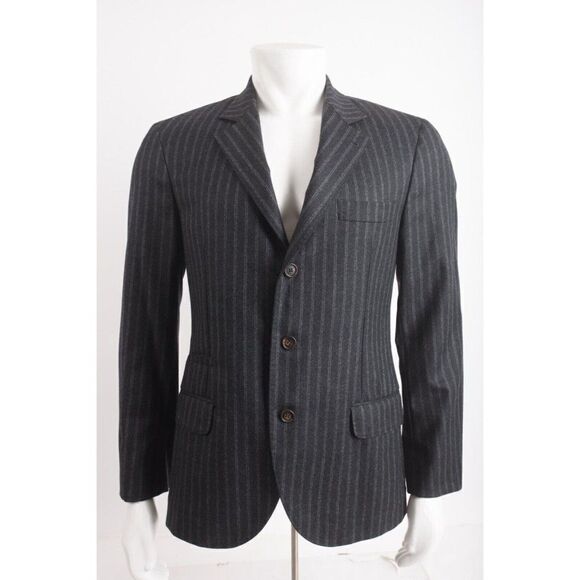 Brunello Cucinelli Mens Wool Suit Jacket Chalk Stripe Gray IT 50 US M $3895 NWT - Picture 1 of 6